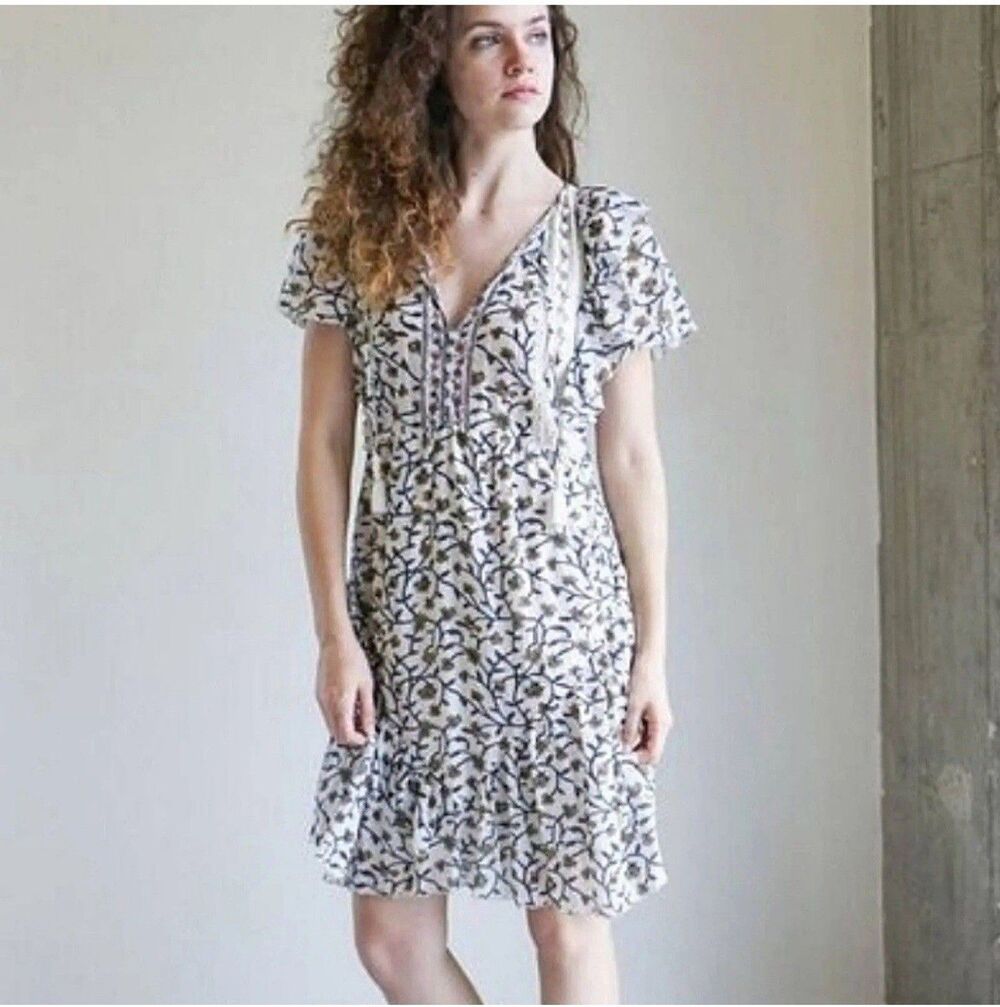 Sea New York Kaylee Dress 6 Cotton Viscose Boho Mini A-Line Cottagecore